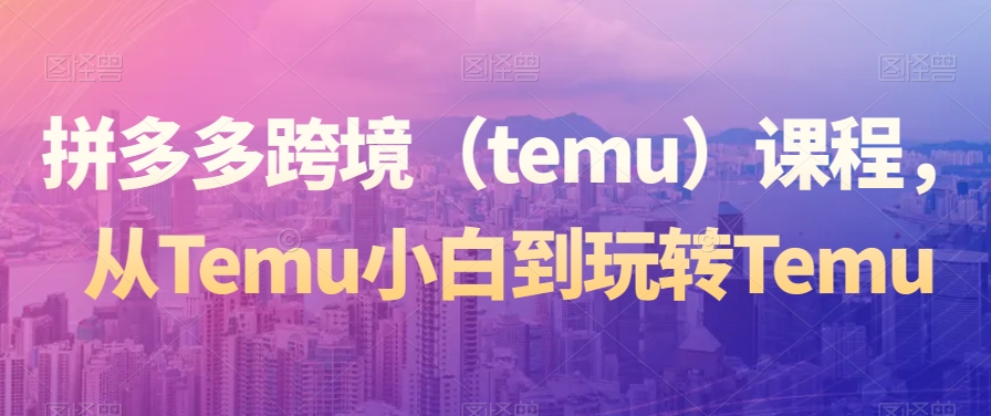 拼多多跨境（temu）课程，从Temu小白到玩转Temu-第一资源库